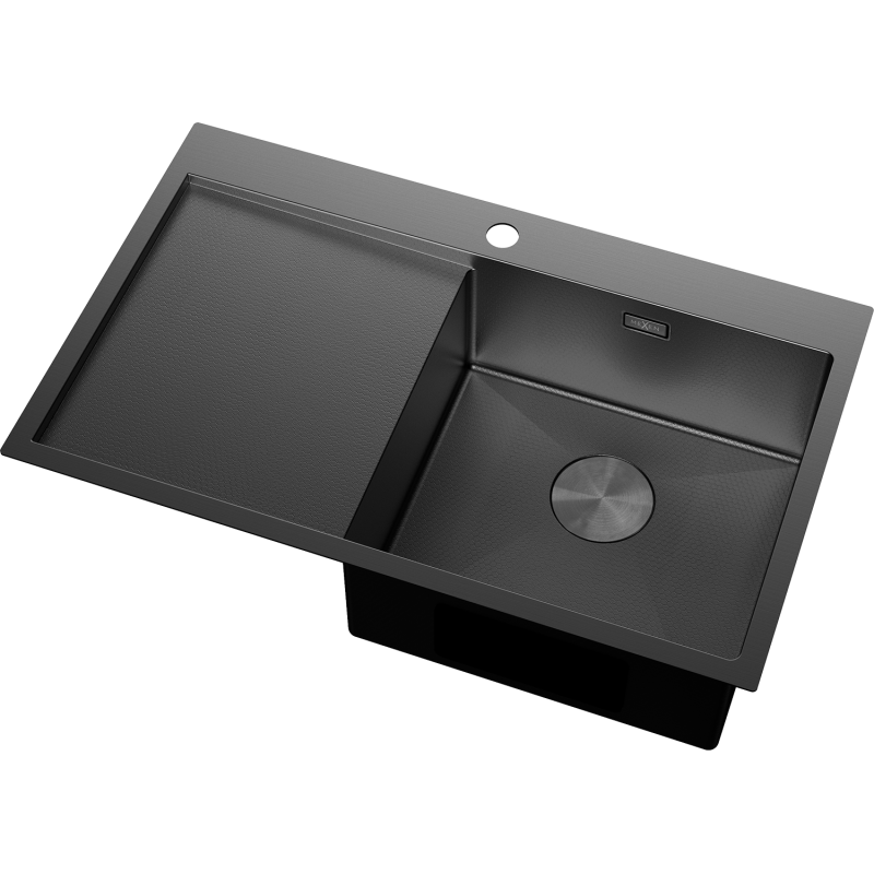 Mexen Exar oceľový drez s 1 komorou a odkvapkávačom, pravý 780 x 480 mm, čierny HC - 6434781010P-70HC