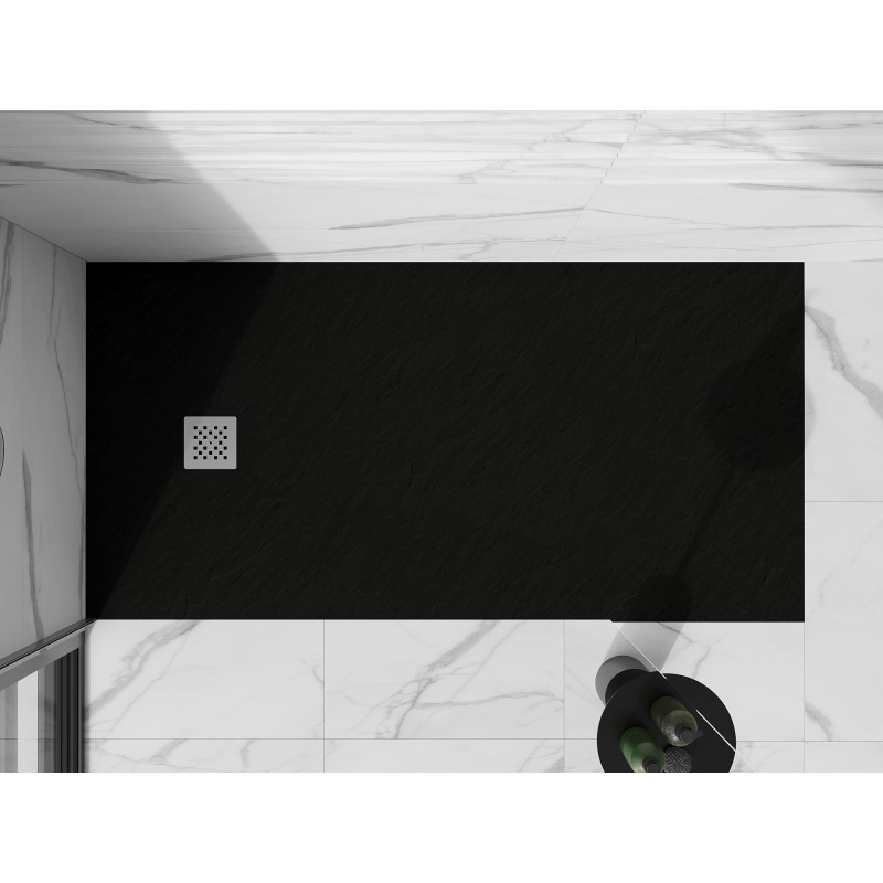 Mexen Stone+ kompozitný obdĺžnikový sprchový kút 160 x 80 cm, čierny - 44708016