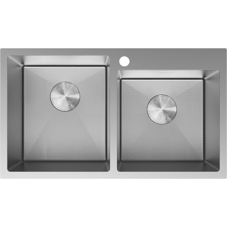 Mexen Xorin oceľový dvojkomorový drez 780 x 450 mm, inox HC - 6441782000-01HC