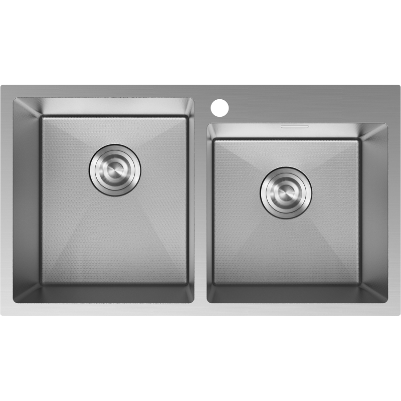 Mexen Xorin oceľový dvojkomorový drez 780 x 450 mm, inox HC - 6441782000-01HC