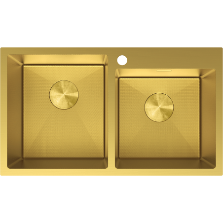 Mexen Xorin nerezový kuchynský drez s 2 komorami 780 x 450 mm, zlatý HC - 6441782000-55HC