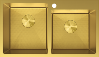 Mexen Xorin nerezový kuchynský drez s 2 komorami 780 x 450 mm, zlatý HC - 6441782000-55HC