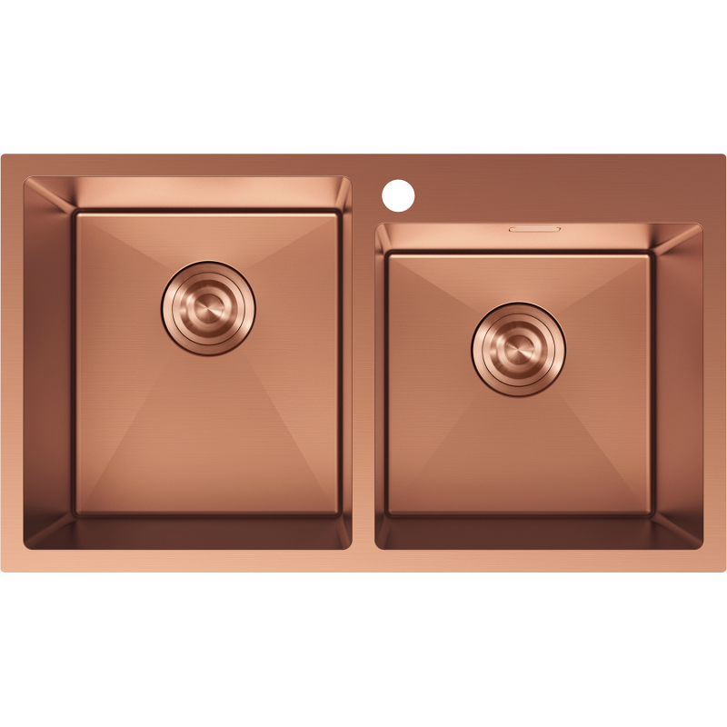 Mexen Xorin nerezový drez s 2 komorami 780 x 450 mm, meď - 6441782000-65