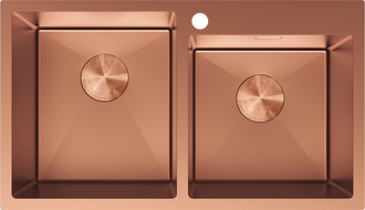 Mexen Xorin nerezový drez s 2 komorami 780 x 450 mm, meď - 6441782000-65