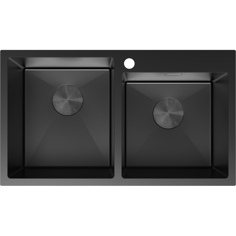 Mexen Xorin oceľový dvojkomorový drez 780 x 450 mm, čierny - 6441782000-70