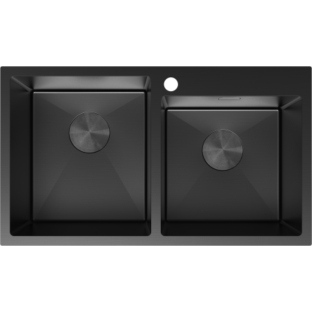 Mexen Xorin oceľový dvojkomorový drez 780 x 450 mm, čierny - 6441782000-70