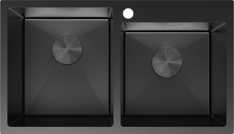 Mexen Xorin nerezový drez 2-komorový 780 x 450 mm, čierny - 6441782000-70