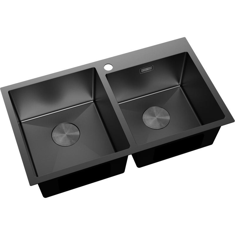 Mexen Xorin nerezový drez 2-komorový 780 x 450 mm, čierny - 6441782000-70