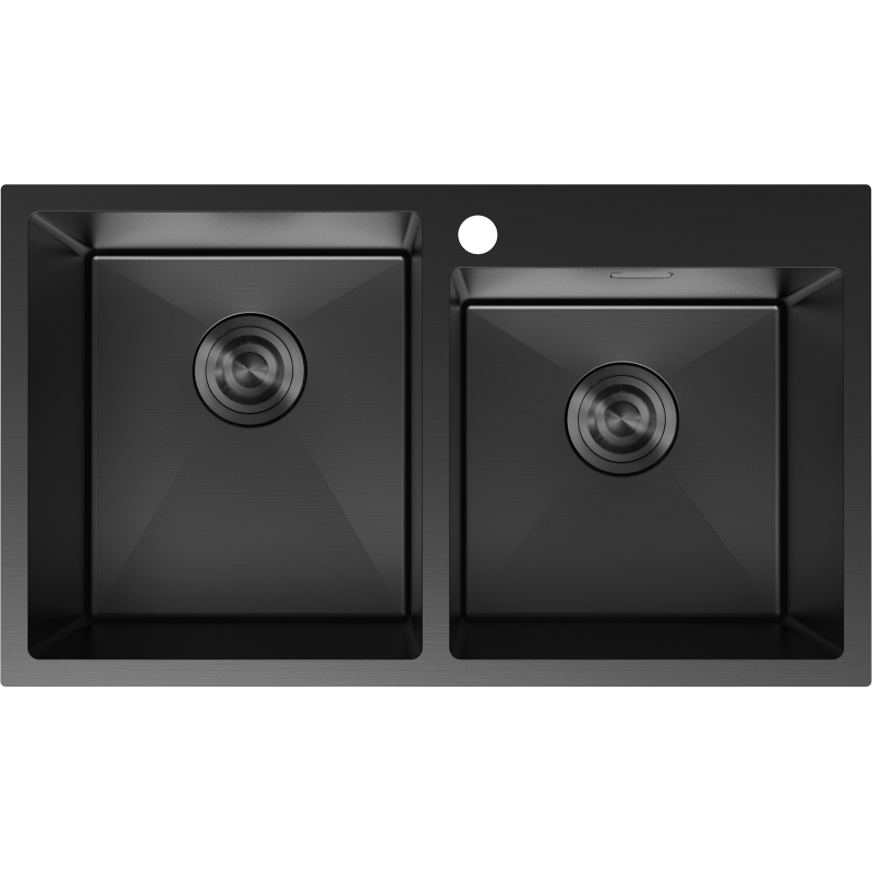 Mexen Xorin nerezový drez 2-komorový 780 x 450 mm, čierny - 6441782000-70