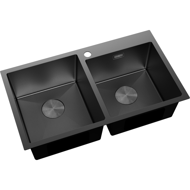 Mexen Xorin oceľový drez 2-komorový 780 x 450 mm, čierny HC - 6441782000-70HC