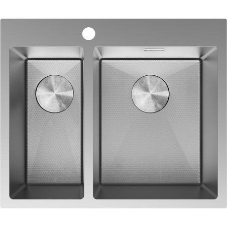 Mexen Flexo oceľový drez 1,5-komorový 610 x 510 mm, inox HC - 6446611500-01HC