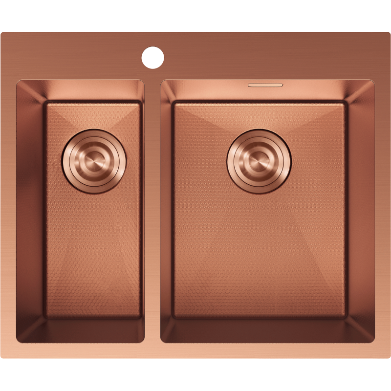 Mexen Flexo oceľový drez 1,5-komorový 610 x 510 mm, meď HC - 6446611500-65HC