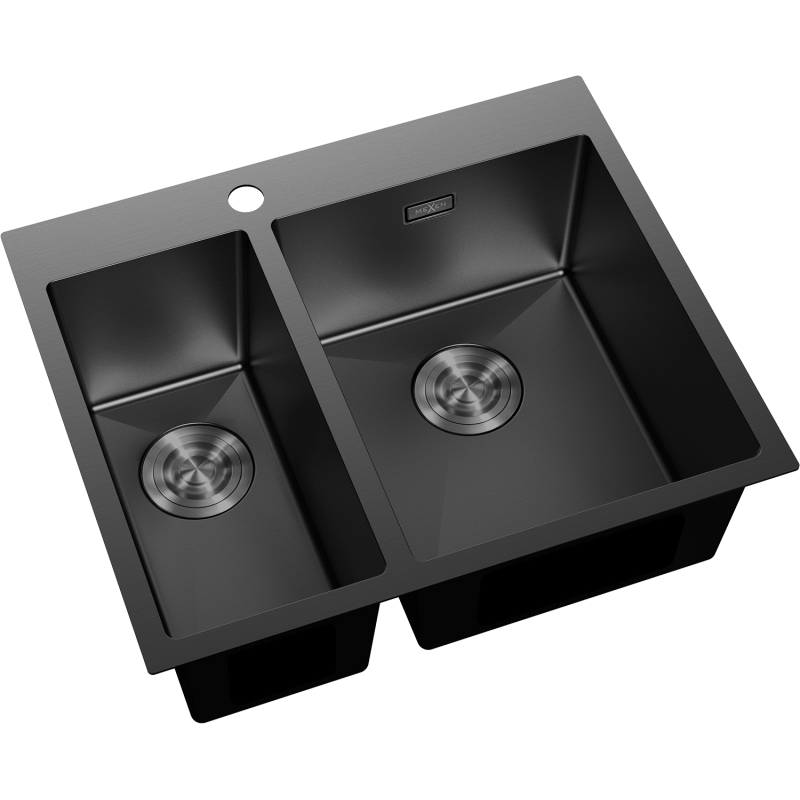 Mexen Flexo oceľový drez 1,5-komorový 610 x 510 mm, čierny - 6446611500-70