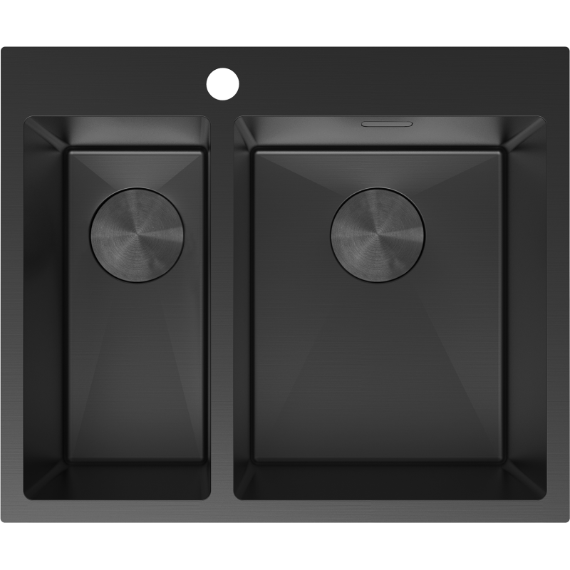 Mexen Flexo oceľový drez 1,5-komorový 610 x 510 mm, čierny - 6446611500-70