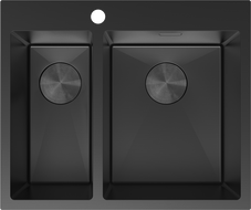 Mexen Flexo oceľový drez 1,5-komorový 610 x 510 mm, čierny - 6446611500-70
