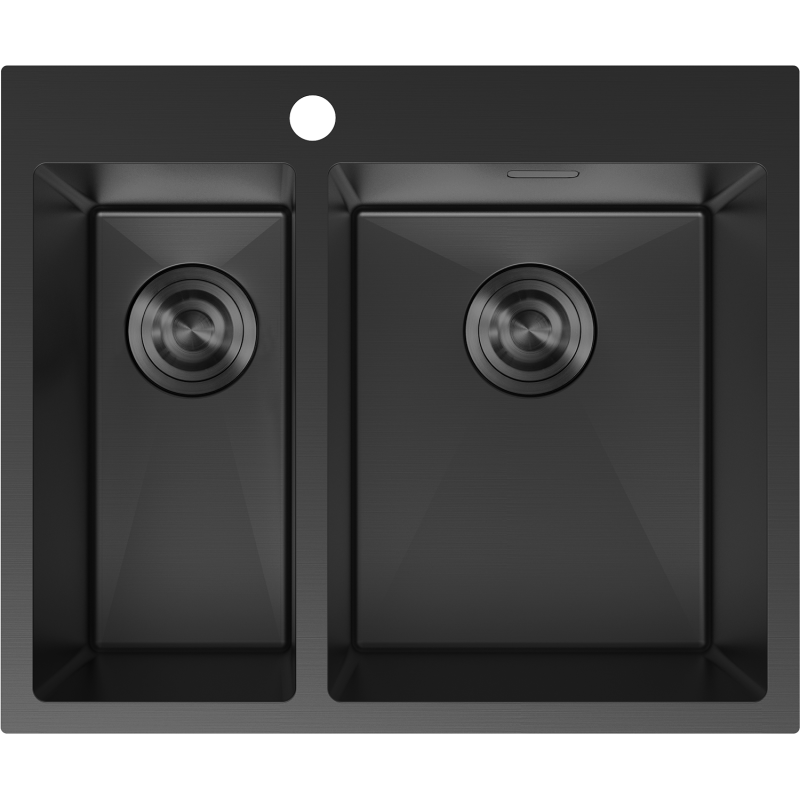 Mexen Flexo oceľový drez 1,5-komorový 610 x 510 mm, čierny - 6446611500-70