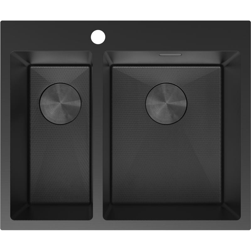 Mexen Flexo nerezový kuchynský drez s 1,5 komorou 610 x 510 mm, čierny HC - 6446611500-70HC