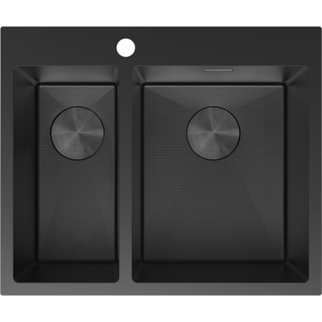 Mexen Flexo nerezový kuchynský drez s 1,5 komorou 610 x 510 mm, čierny HC - 6446611500-70HC