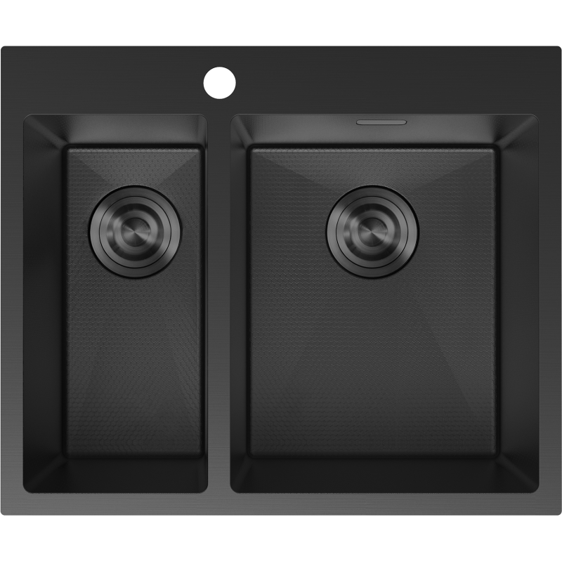 Mexen Flexo nerezový kuchynský drez s 1,5 komorou 610 x 510 mm, čierny HC - 6446611500-70HC