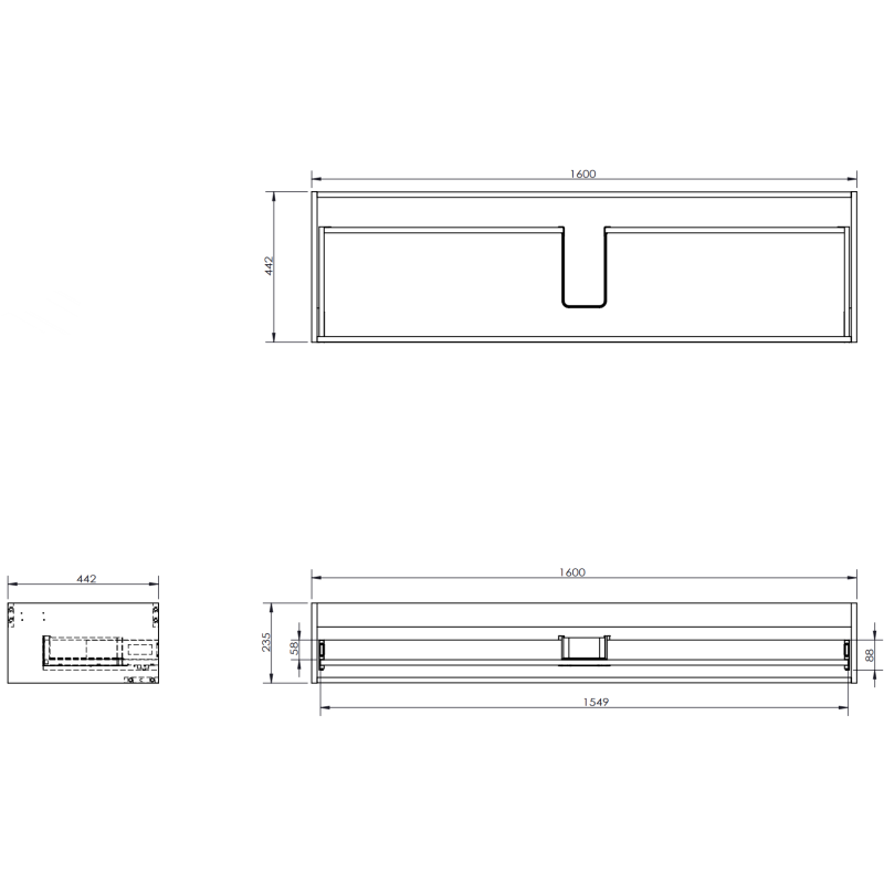 Mexen Orio kúpeľňová skrinka pod umývadlo 160 cm, 1 zásuvka, biela matná - 91A10-16023-1-BF01