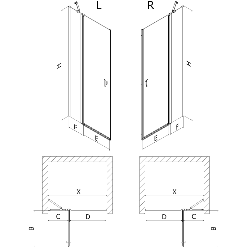 Mexen Mist skladacie sprchové dvere 115 cm, priehľadné, zlaté kartáčované - 8A4-115-000-55-00