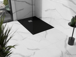 Mexen Stone+ kompozitná štvorcová sprchová vanička 140 x 100 cm, Čierna - 44701014