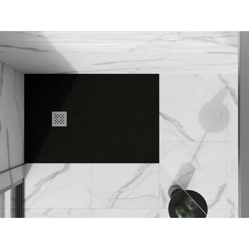 Mexen Stone+ kompozitová obdĺžniková sprchová vanička 140 x 100 cm, čierna - 44701014