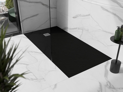 Mexen Stone+ kompozitná obdĺžniková sprchová vanička 160 x 100 cm, čierna - 44701016
