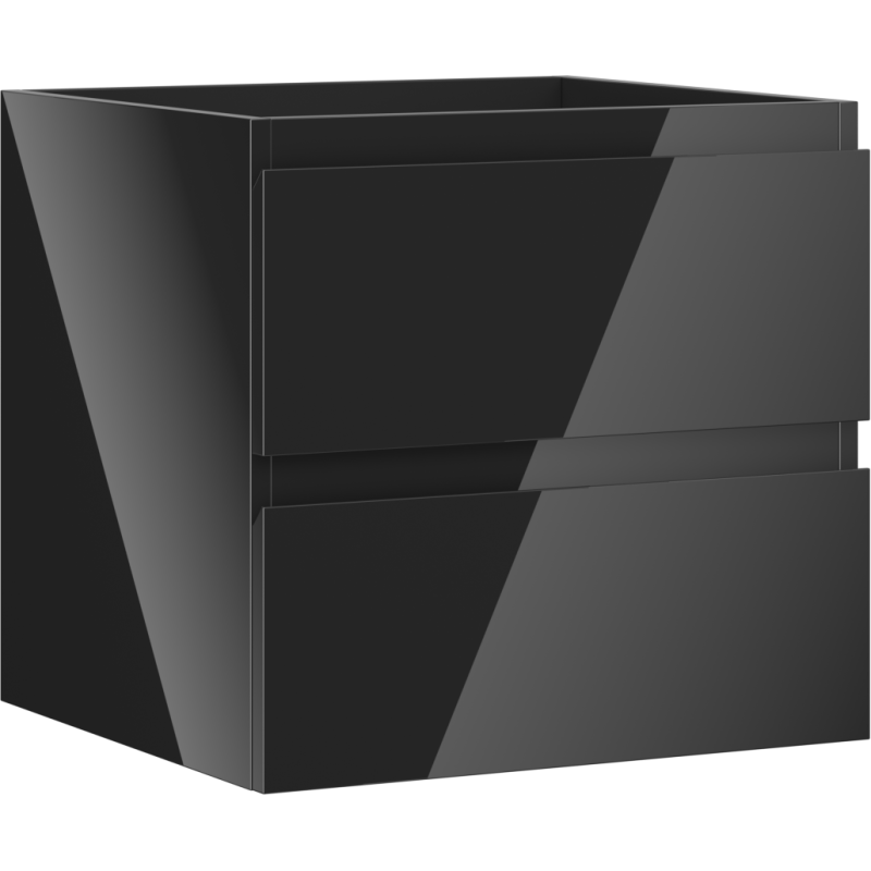 Mexen Orio kúpeľňová skrinka pod umývadlo 50 cm, 2 zásuvky, čierny lesk - 91A10-05047-2-BFF70