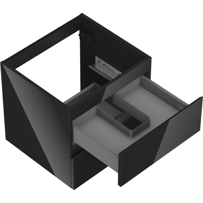 Mexen Orio kúpeľňová skrinka pod umývadlo 50 cm, 2 zásuvky, čierny lesk - 91A10-05047-2-BFF70