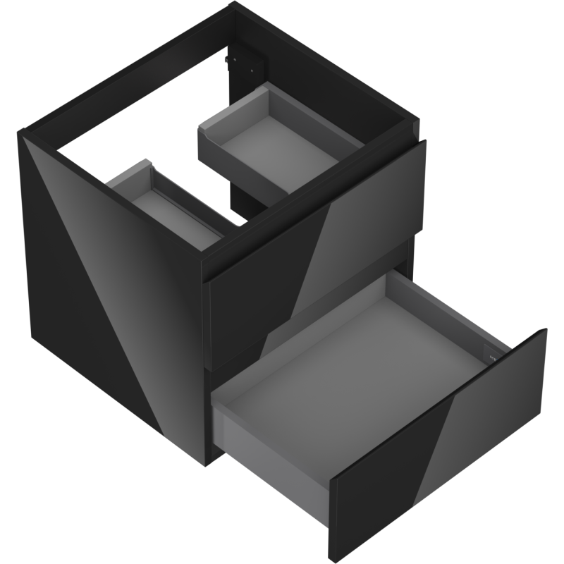 Mexen Orio kúpeľňová skrinka pod umývadlo 50 cm, 2 zásuvky, čierny lesk - 91A10-05047-2-BFF70