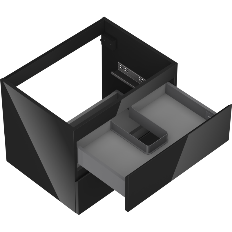 Mexen Orio kúpeľňová skrinka pod umývadlo 60 cm, 2 zásuvky, čierny lesk - 91A10-06047-2-BFF70