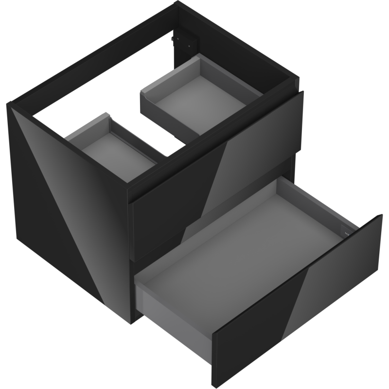Mexen Orio kúpeľňová skrinka pod umývadlo 60 cm, 2 zásuvky, čierny lesk - 91A10-06047-2-BFF70