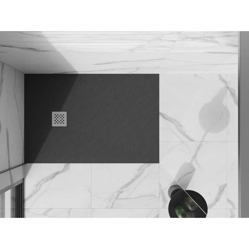 Mexen Stone+ kompozitná obdĺžniková vanička 80 x 70 cm, antracitová - 44717080
