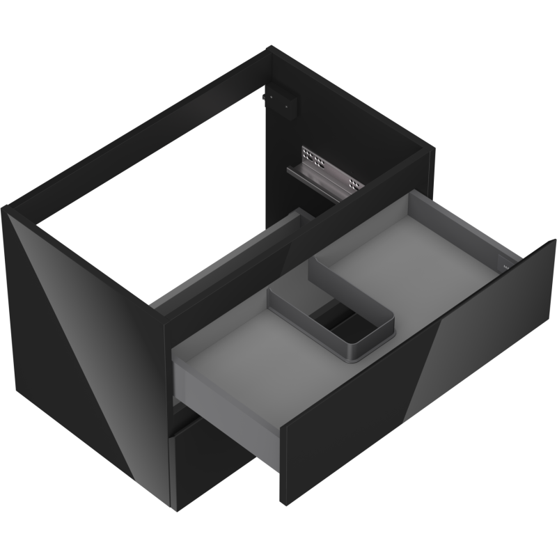 Mexen Orio kúpeľňová skrinka pod umývadlo 70 cm, 2 zásuvky, čierny lesk - 91A10-07047-2-BFF70