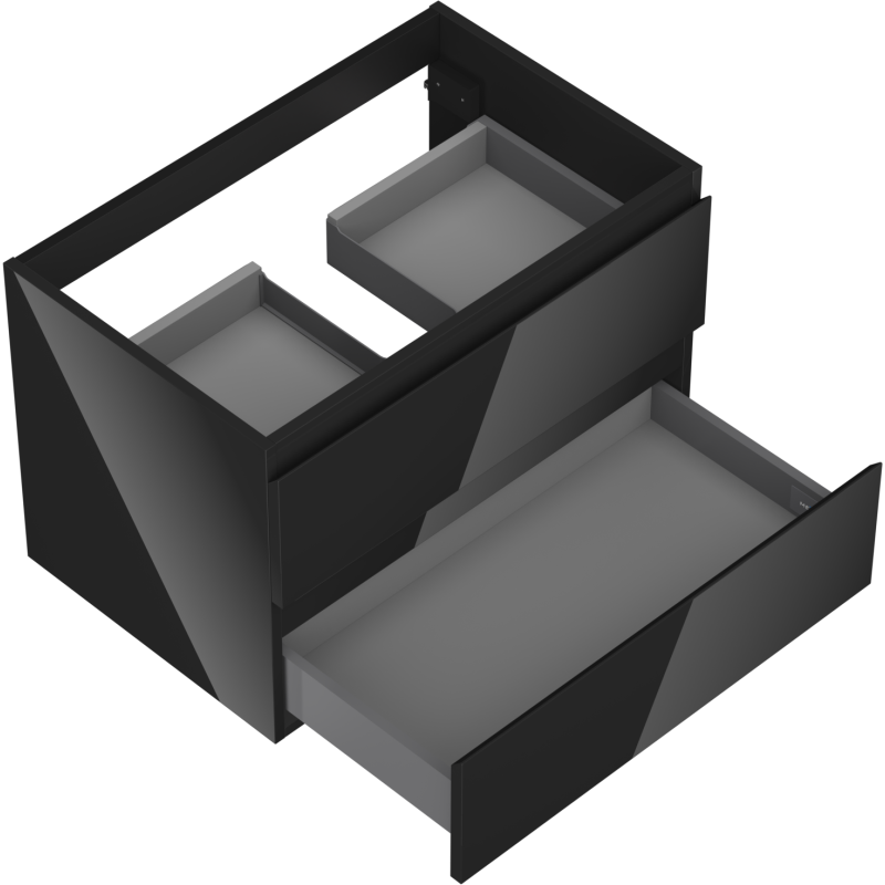 Mexen Orio kúpeľňová skrinka pod umývadlo 70 cm, 2 zásuvky, čierny lesk - 91A10-07047-2-BFF70