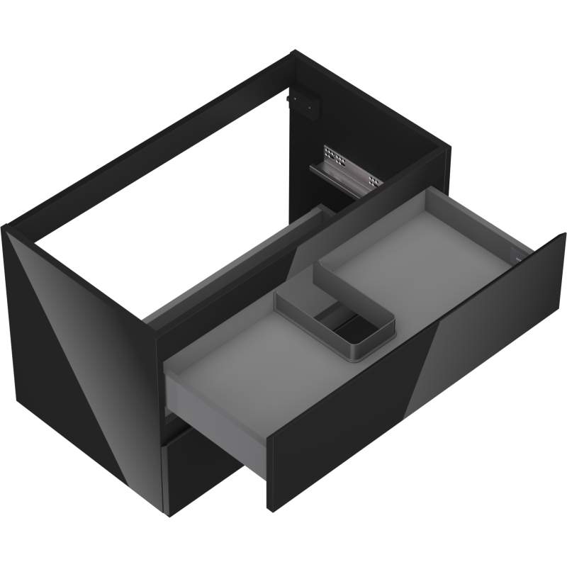 Mexen Orio kúpeľňová skrinka pod umývadlo 80 cm, 2 zásuvky, čierny lesk - 91A10-08047-2-BFF70