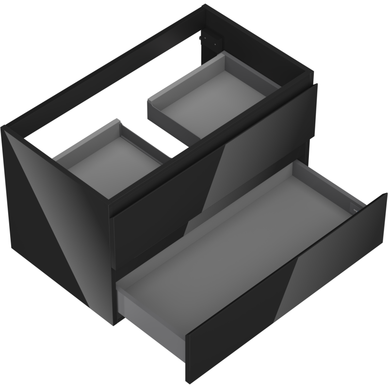 Mexen Orio kúpeľňová skrinka pod umývadlo 80 cm, 2 zásuvky, čierny lesk - 91A10-08047-2-BFF70