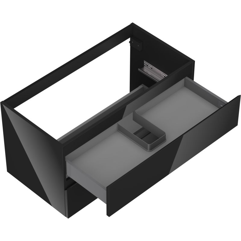 Mexen Orio kúpeľňová skrinka pod umývadlo 90 cm, 2 zásuvky, čierny lesk - 91A10-09047-2-BFF70