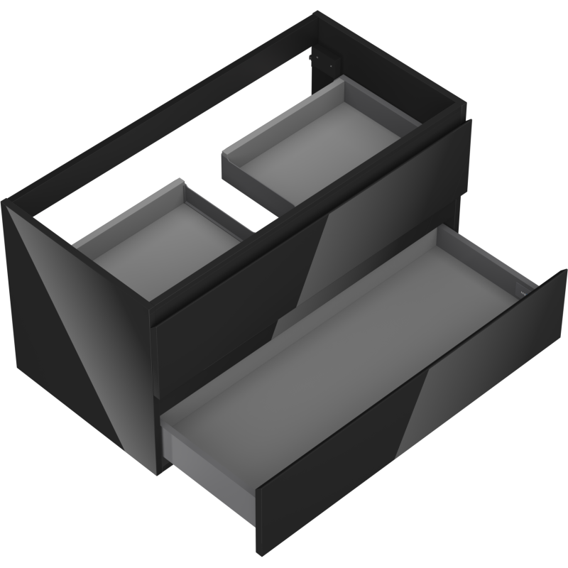 Mexen Orio kúpeľňová skrinka pod umývadlo 90 cm, 2 zásuvky, čierny lesk - 91A10-09047-2-BFF70