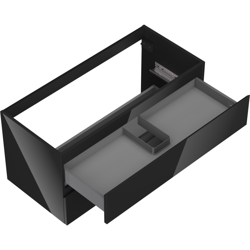 Mexen Orio kúpeľňová skrinka pod umývadlo 100 cm, 2 zásuvky, čierny lesk - 91A10-10047-2-BFF70