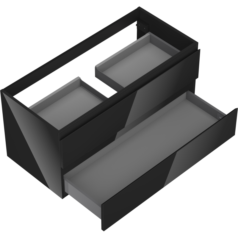 Mexen Orio kúpeľňová skrinka pod umývadlo 100 cm, 2 zásuvky, čierny lesk - 91A10-10047-2-BFF70