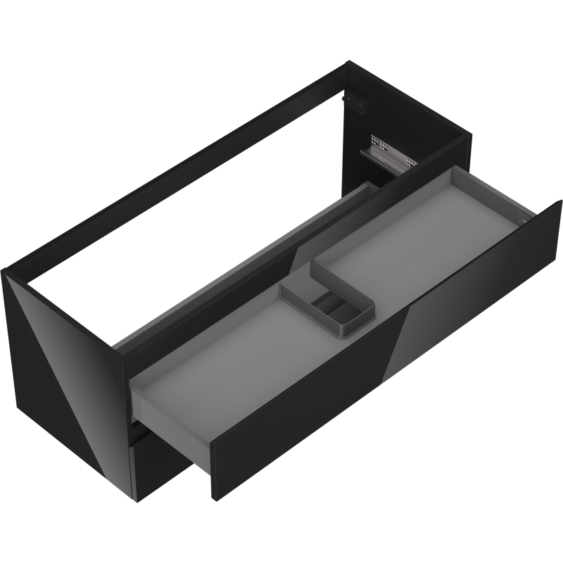 Mexen Orio kúpeľňová skrinka pod umývadlo 120 cm, 2 zásuvky, čierny lesk - 91A10-12047-2-BFF70