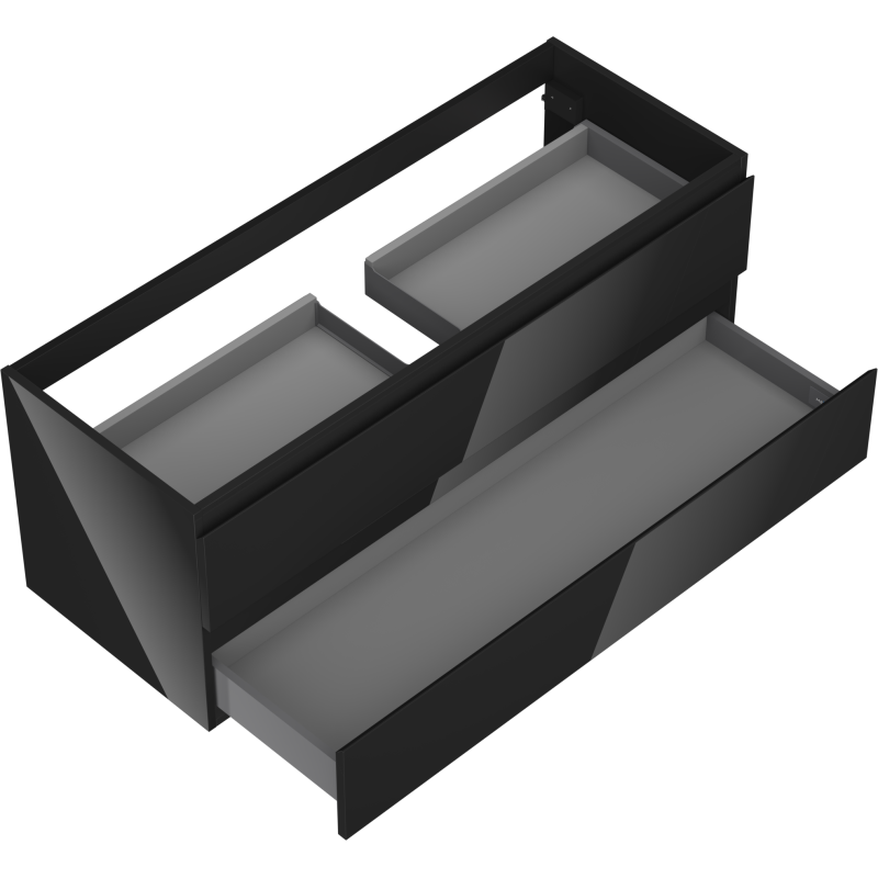 Mexen Orio kúpeľňová skrinka pod umývadlo 120 cm, 2 zásuvky, čierny lesk - 91A10-12047-2-BFF70