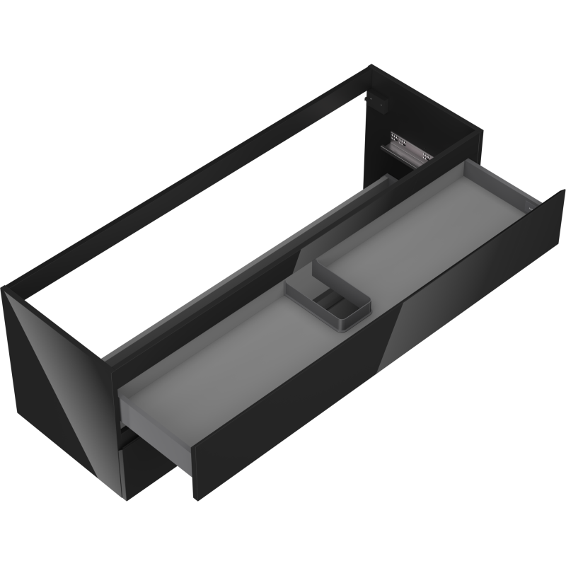 Mexen Orio kúpeľňová skrinka pod umývadlo 140 cm, 2 zásuvky, čierny lesk - 91A10-14047-2-BFF70