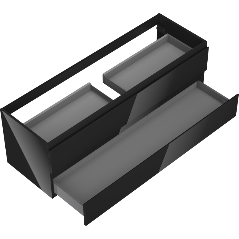 Mexen Orio kúpeľňová skrinka pod umývadlo 140 cm, 2 zásuvky, čierny lesk - 91A10-14047-2-BFF70