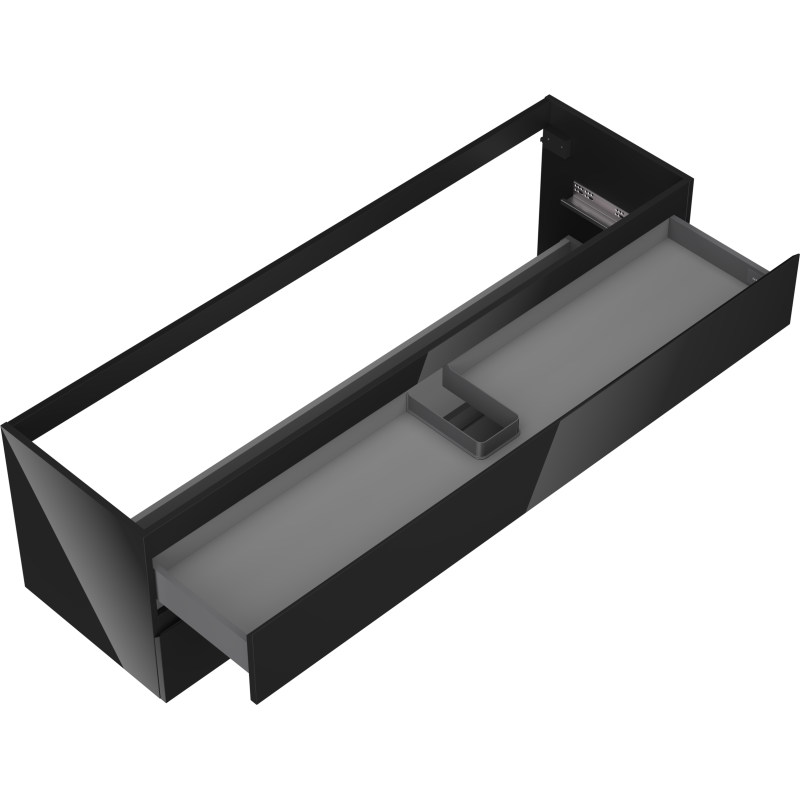 Mexen Orio kúpeľňová skrinka pod umývadlo 160 cm, 2 zásuvky, čierny lesk - 91A10-16047-2-BFF70