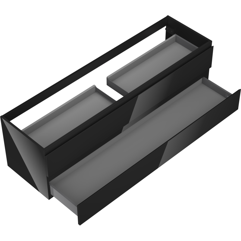 Mexen Orio kúpeľňová skrinka pod umývadlo 160 cm, 2 zásuvky, čierny lesk - 91A10-16047-2-BFF70