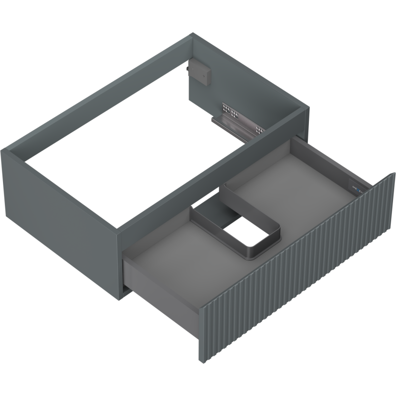 Mexen Rivel kúpeľňová skrinka pod umývadlo 70 cm, 1 zásuvka, ryhovaná, grafit mat - 91A20-07023-1-BF66