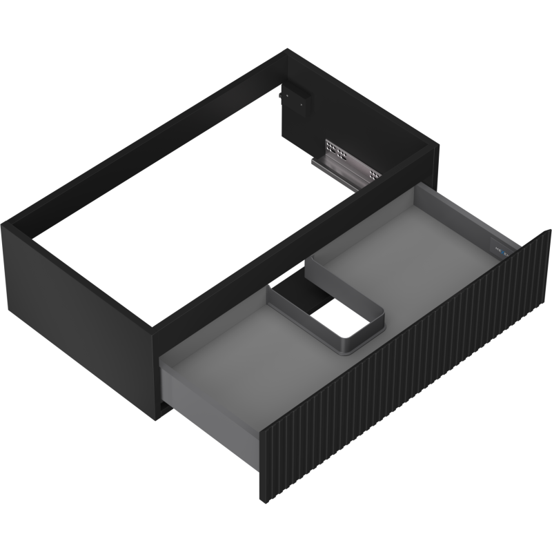 Mexen Rivel kúpeľňová skrinka pod umývadlo 80 cm, 1 zásuvka, ryhovaná, čierna matná - 91A20-08023-1-BF71